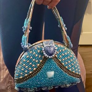 Custom beaded purse in gorgeous blues